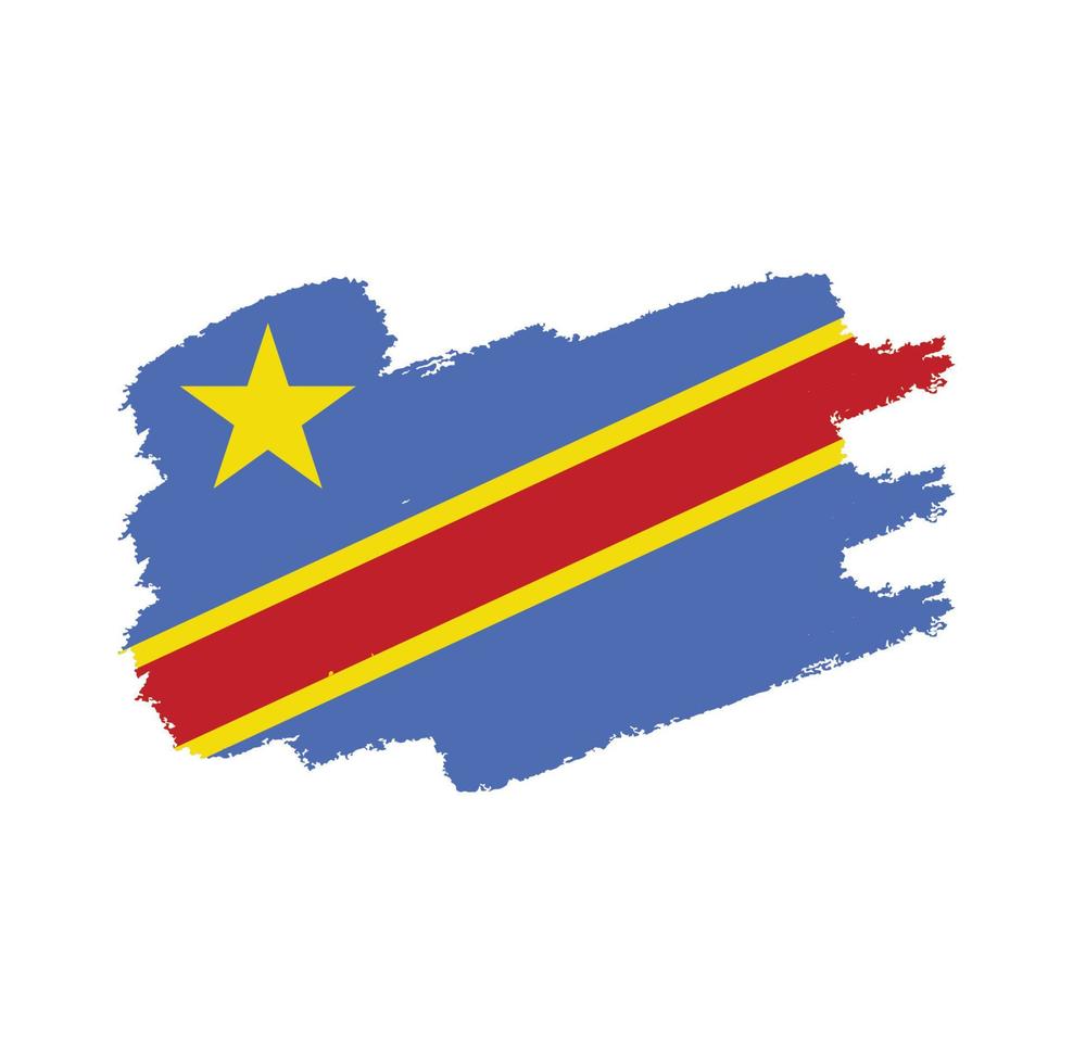 Demokratische Republik Kongo Flaggenvektor mit Aquarellpinselart vektor