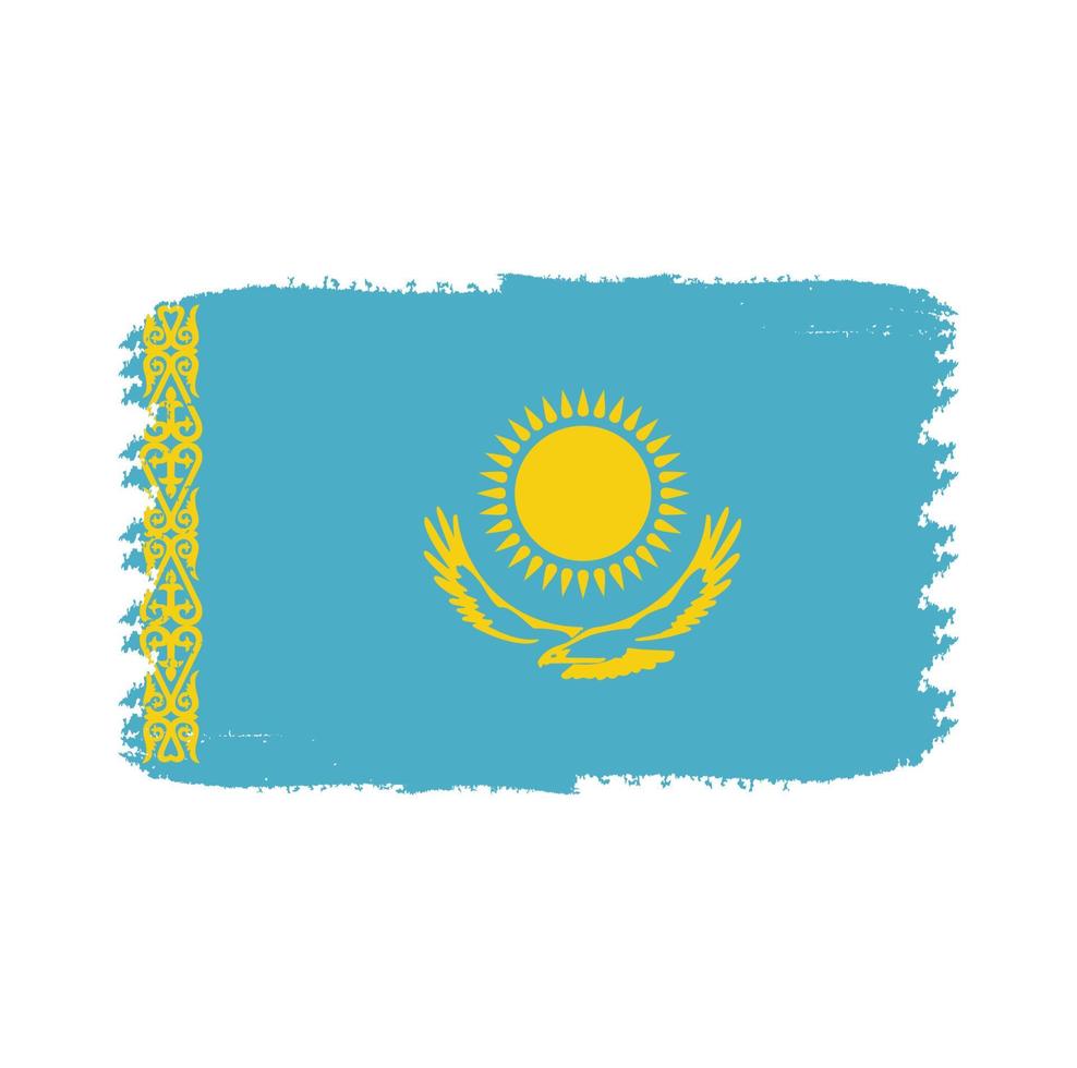 kazakstan flagga vektor med akvarell borste stil