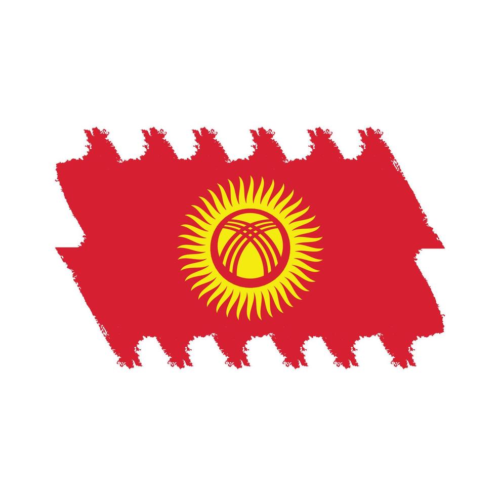 Kirgizistan flagga vektor med akvarell borste stil
