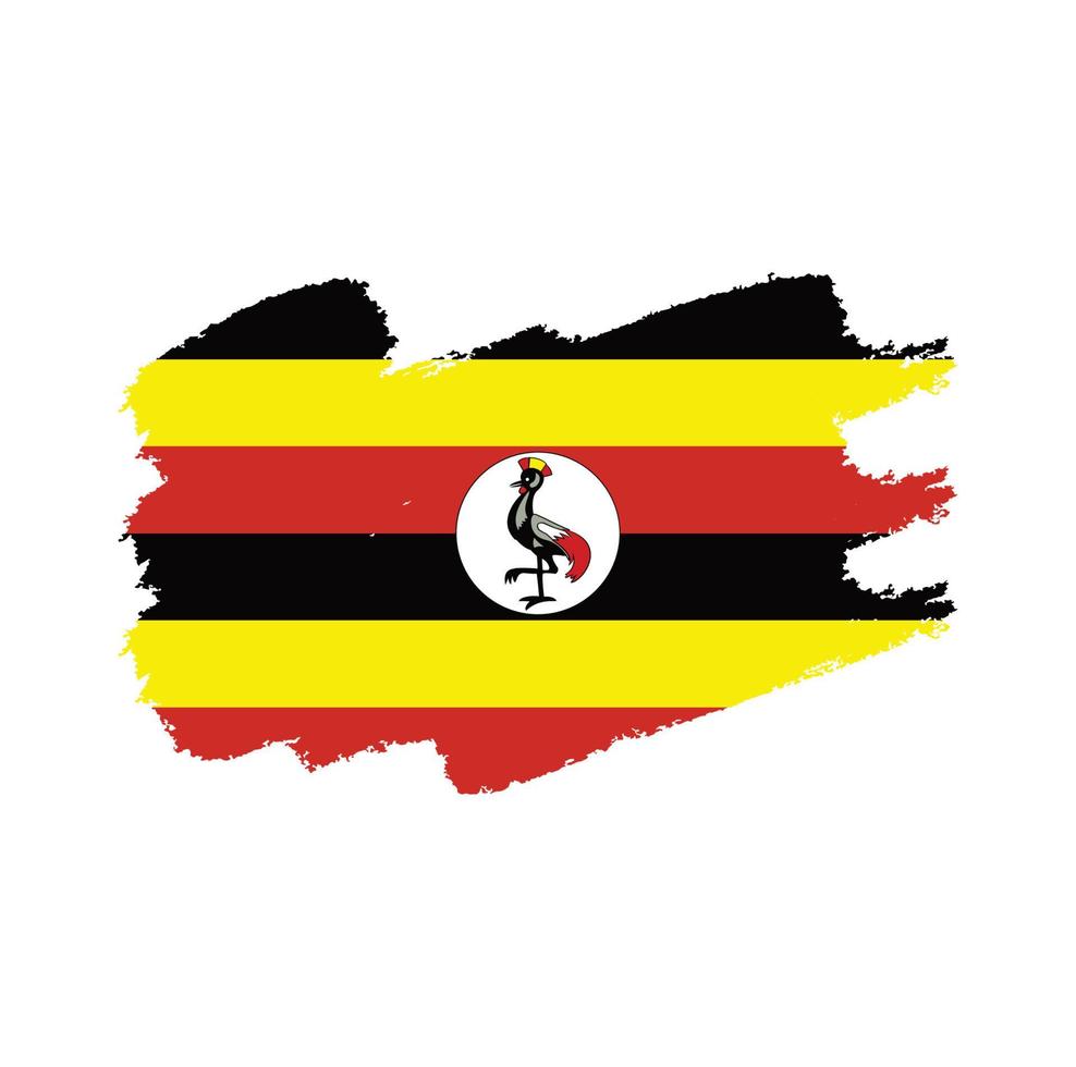uganda flagga vektor med akvarell borste stil