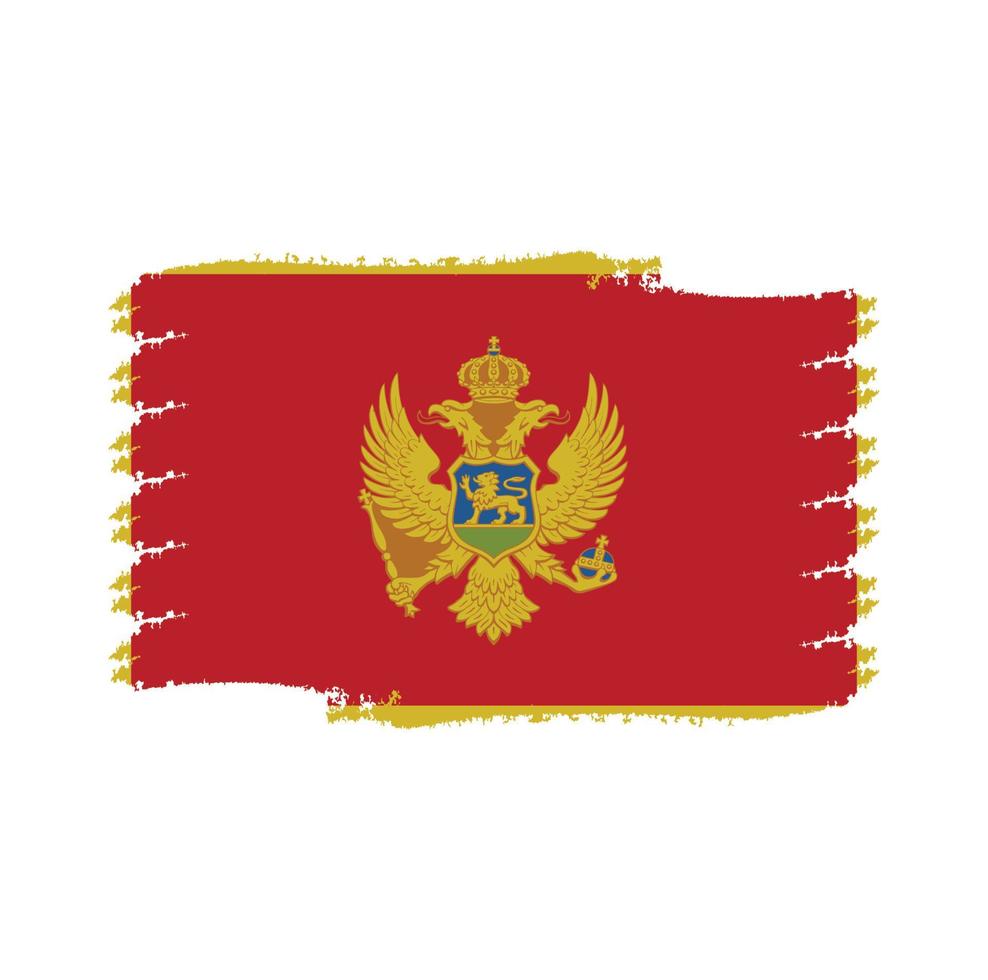 montenegro-flaggenvektor mit aquarellbürstenart vektor