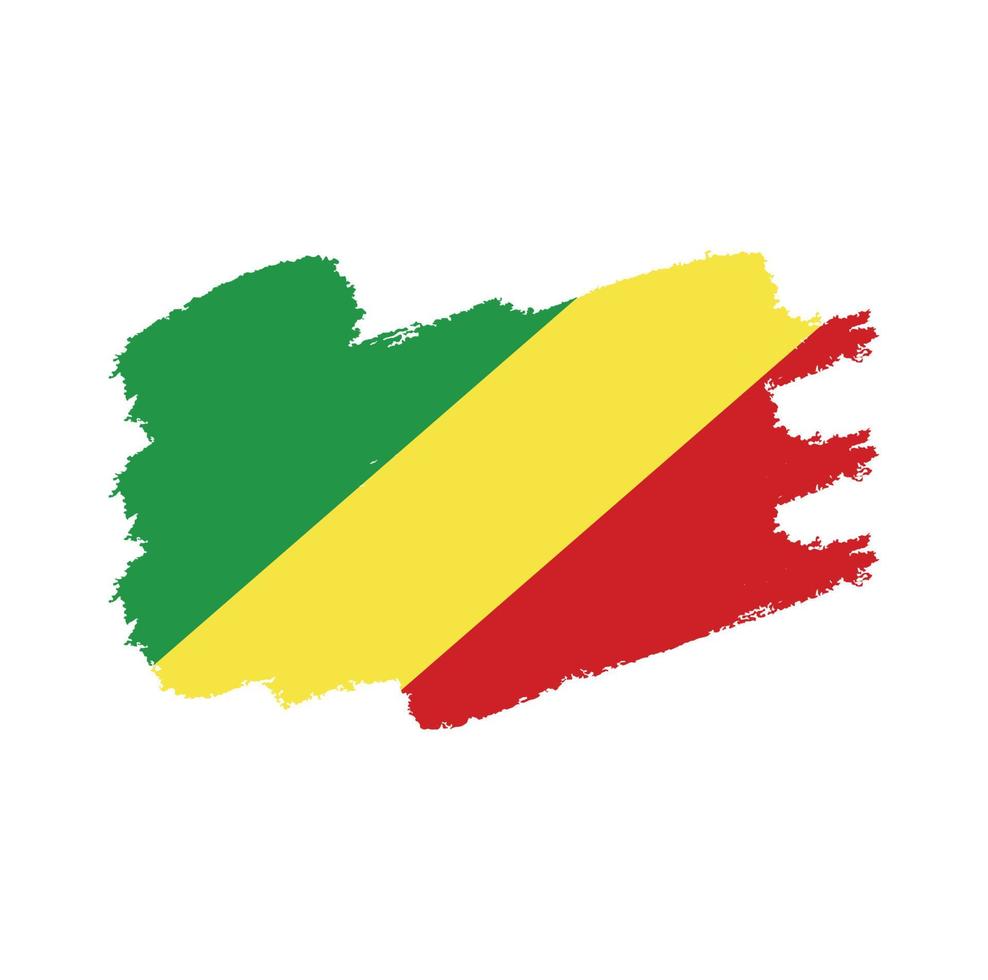 Republik Kongo flagga vektor med akvarell borste stil