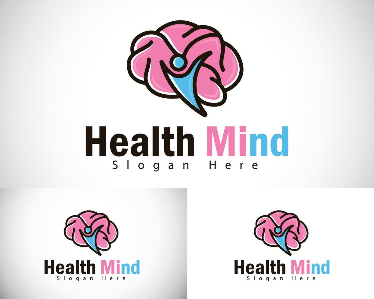 Gesundheit Verstand Logo kreativ Gehirn Design Konzept Clever Menschen Erfolg Bildung vektor