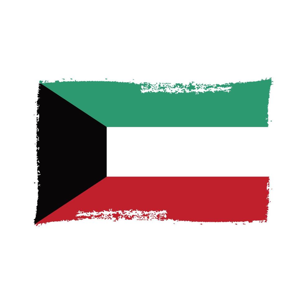 kuwait flagga vektor med akvarell borste stil