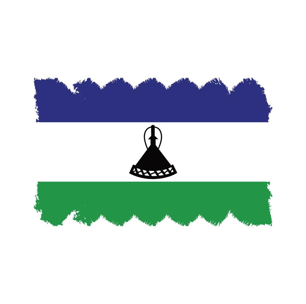 lesotho flagga penseldrag målade vektor