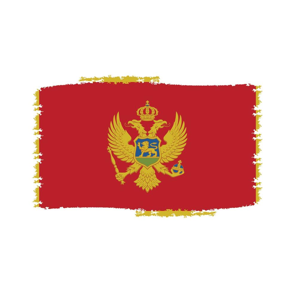 montenegro-flaggenvektor mit aquarellbürstenart vektor