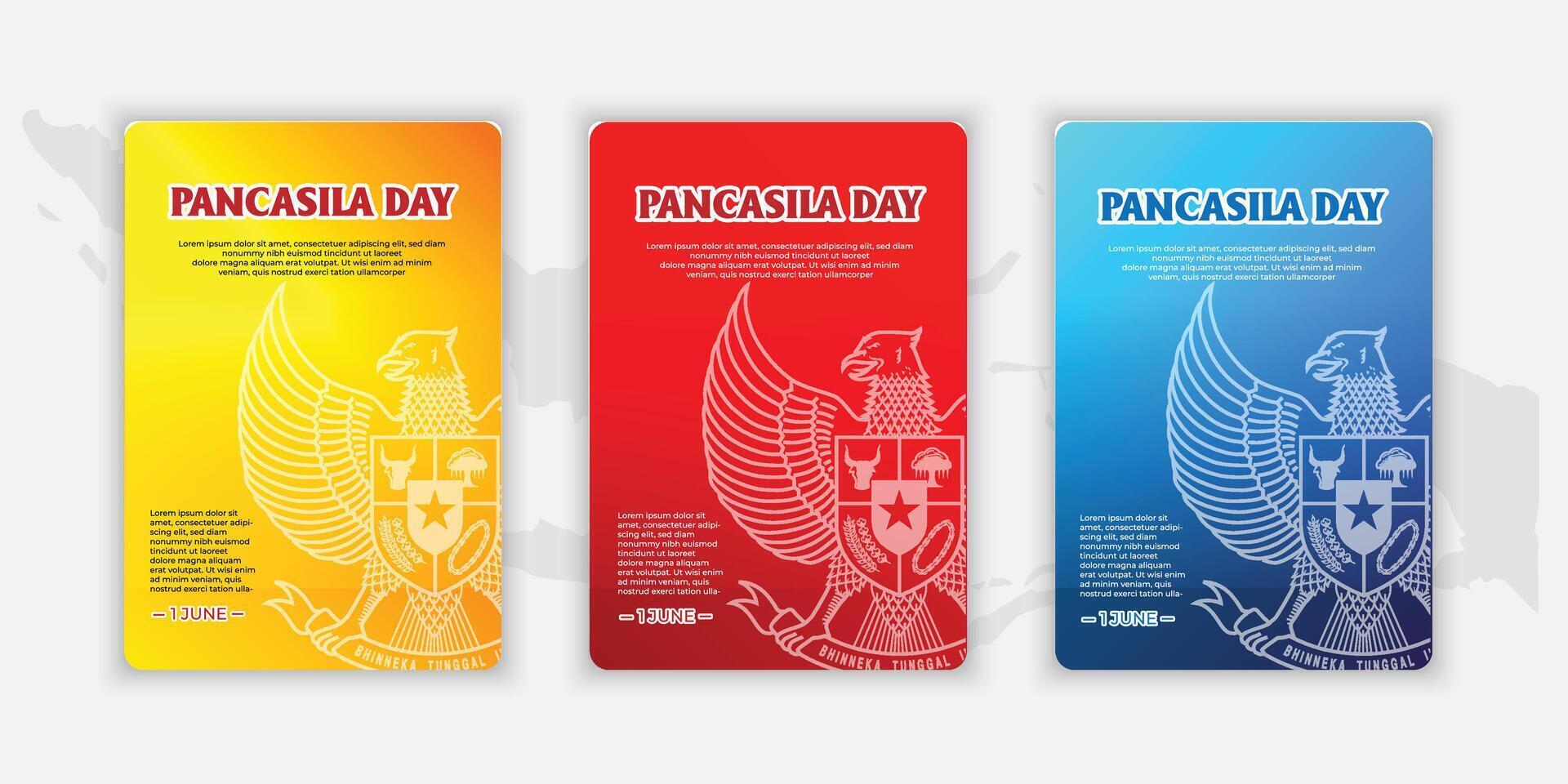 Gliederung pancasila Tag Hintergrund Gradient Illustration einstellen Sammlung. vektor