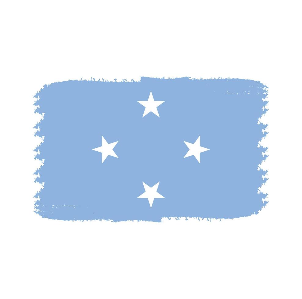 mikronesien flagga vektor med akvarell borste stil