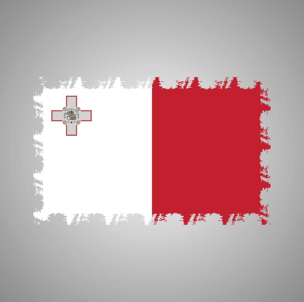 Malta-Flaggenvektor mit Aquarellpinselart vektor