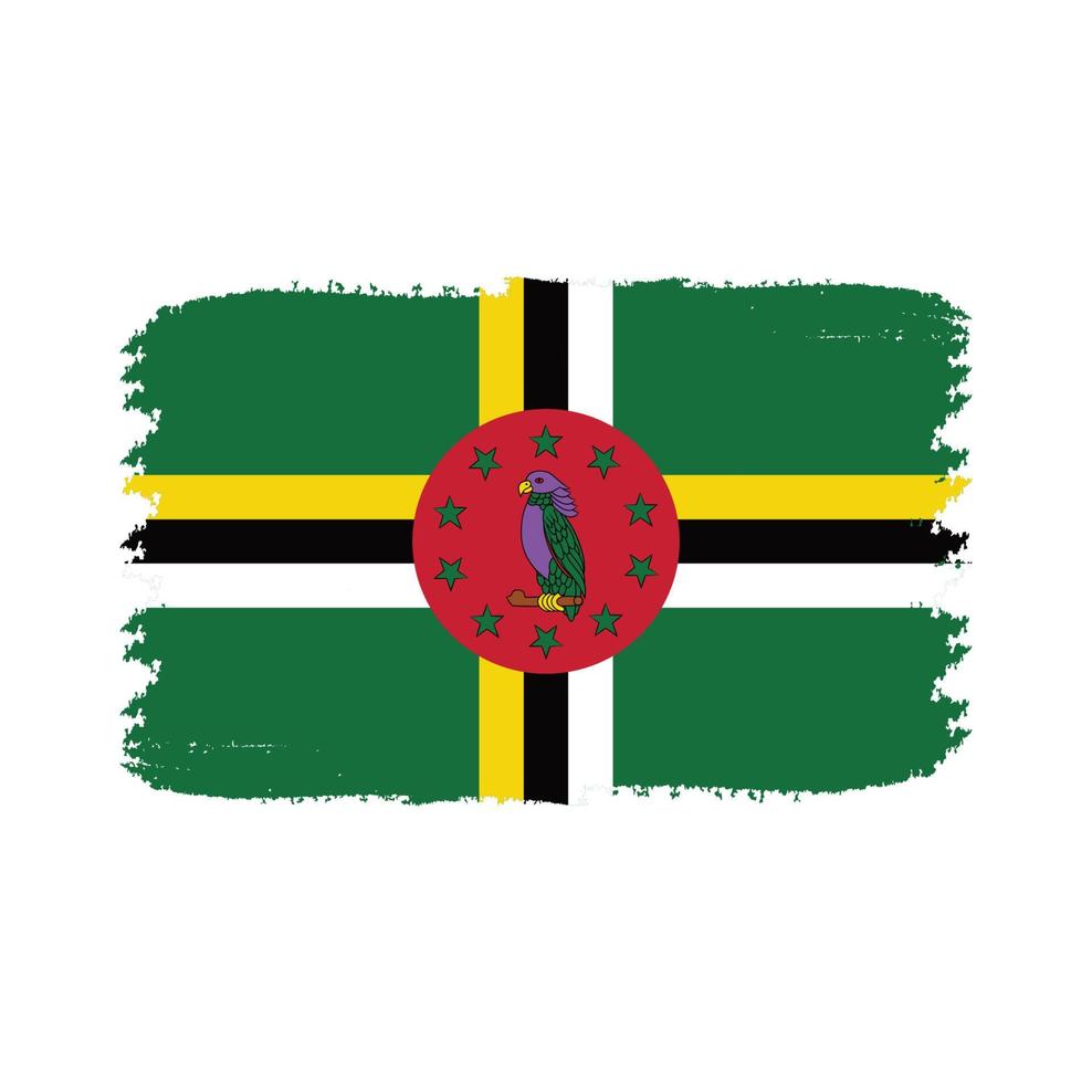 dominica flagga penseldrag målade vektor