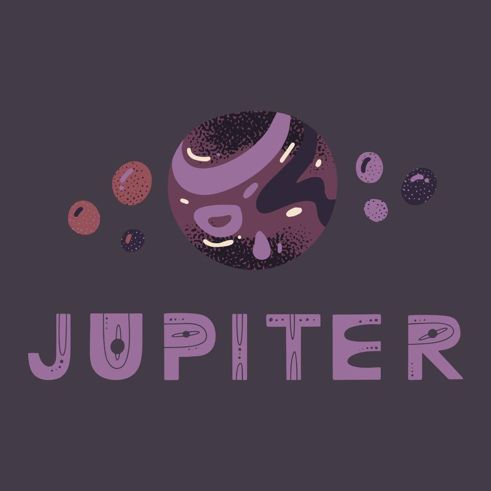 Jupiter und Planet Schriftzug Poster. Vektorillustration für Poster, Drucke und Karten vektor