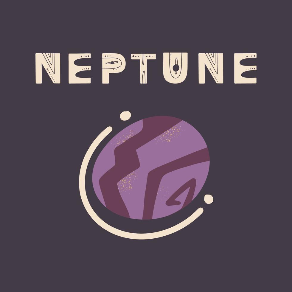 Poster mit Schriftzug Neptun und Planet. Vektorillustration für Poster, Drucke und Karten vektor