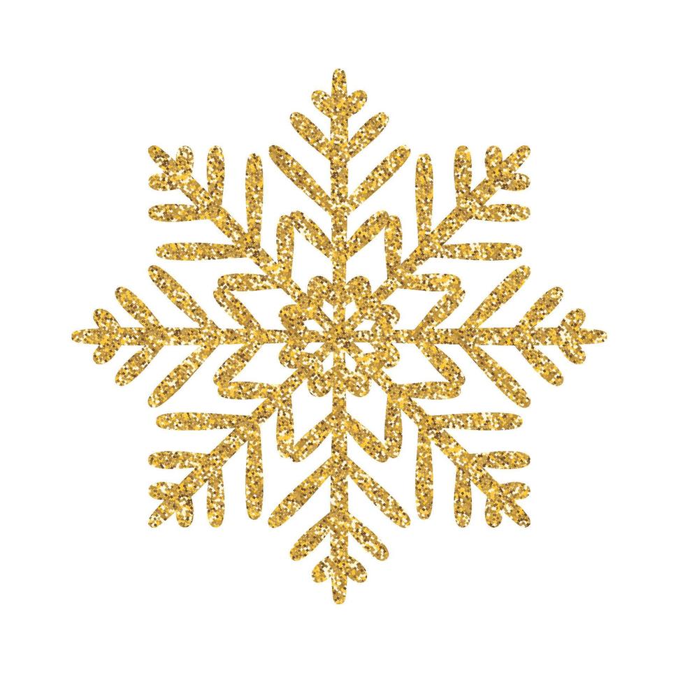 guld glitter textur snöflinga isolerad på vit bakgrund vektor