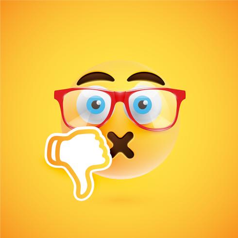 Emoticon med tummen ner, vektor illustration