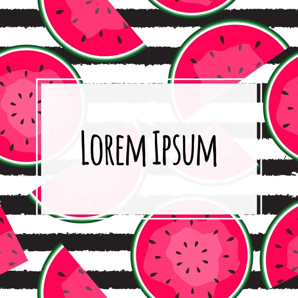 abstrakter Sommerwassermelonenhintergrund mit Rahmen. Vektor-Illustration vektor