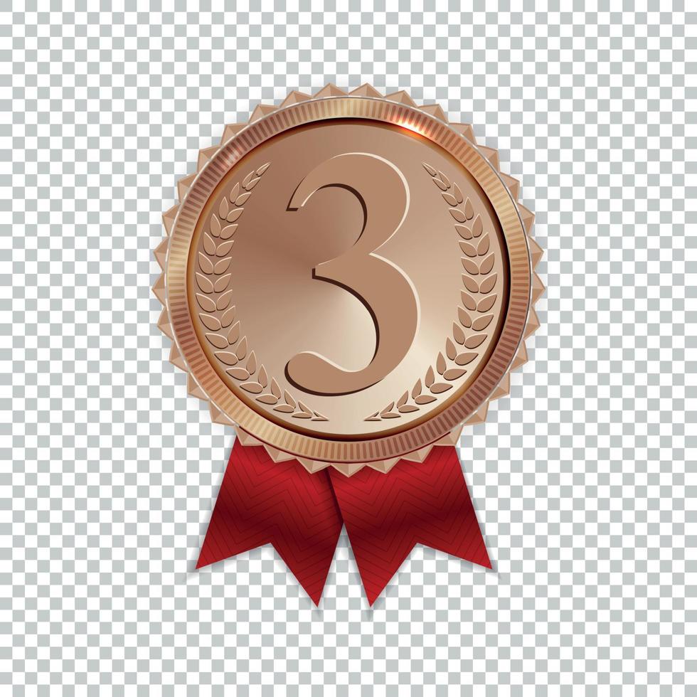 Champion Art Bronzemedaille mit rotem Band Symbol Zeichen erster Platz auf transparentem Hintergrund isoliert. Vektor-Illustration vektor