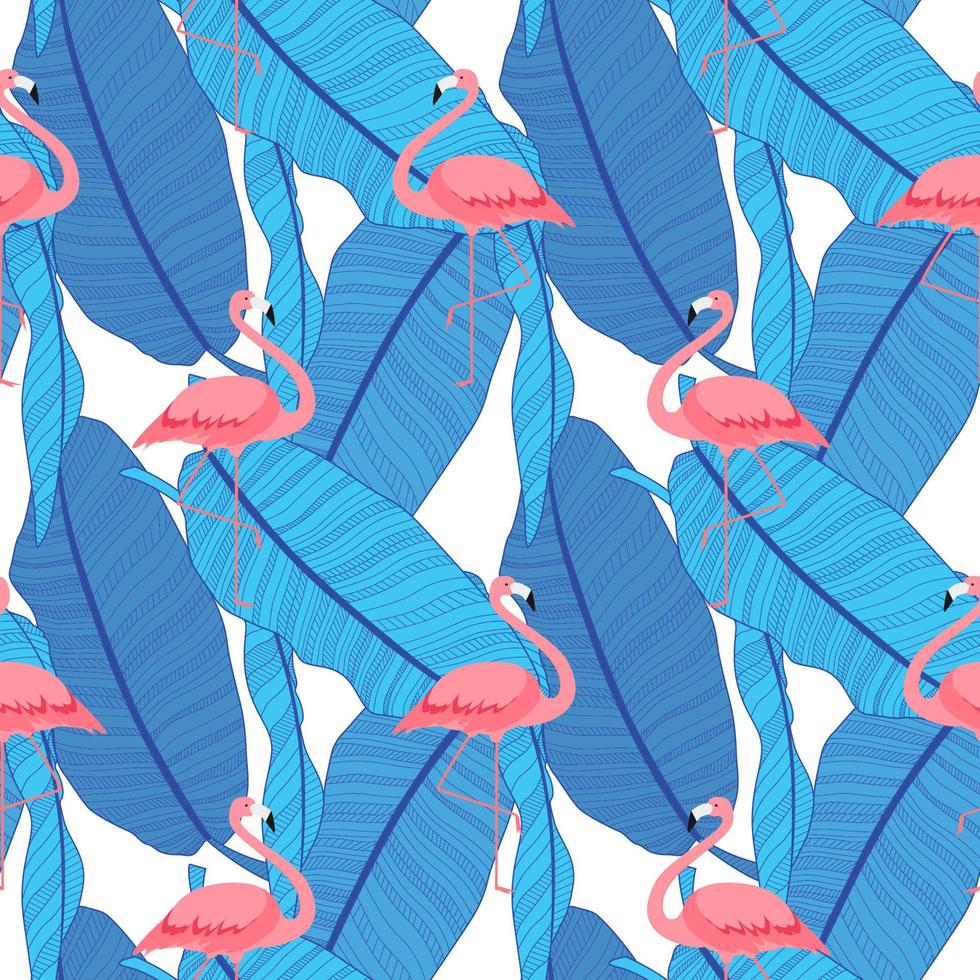 färgglada rosa flamingo sömlösa mönster bakgrund. vektor illustration