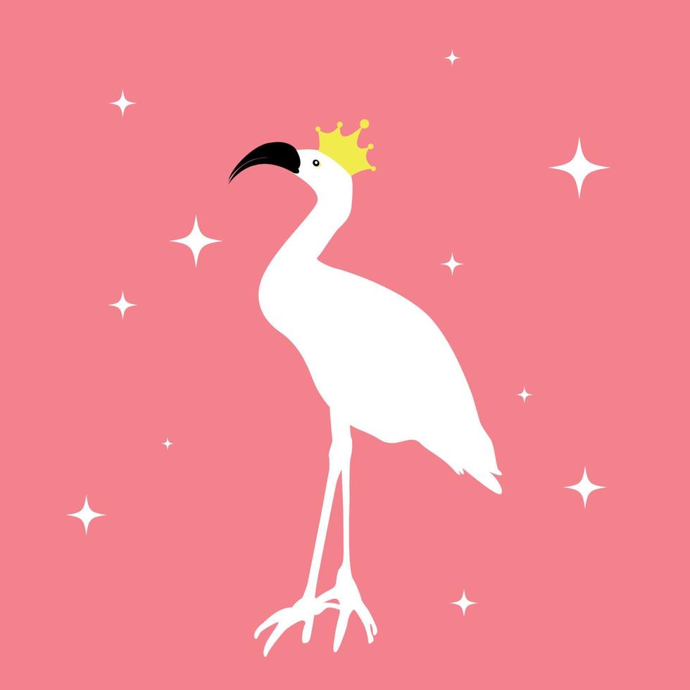 silhuett av vackra färgade vektorillustrationer av flamingos i kronan vektor