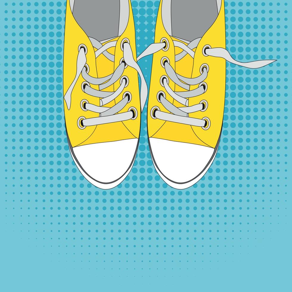 ett par skor på färgbakgrund i popkonststil vektorillustration vektor
