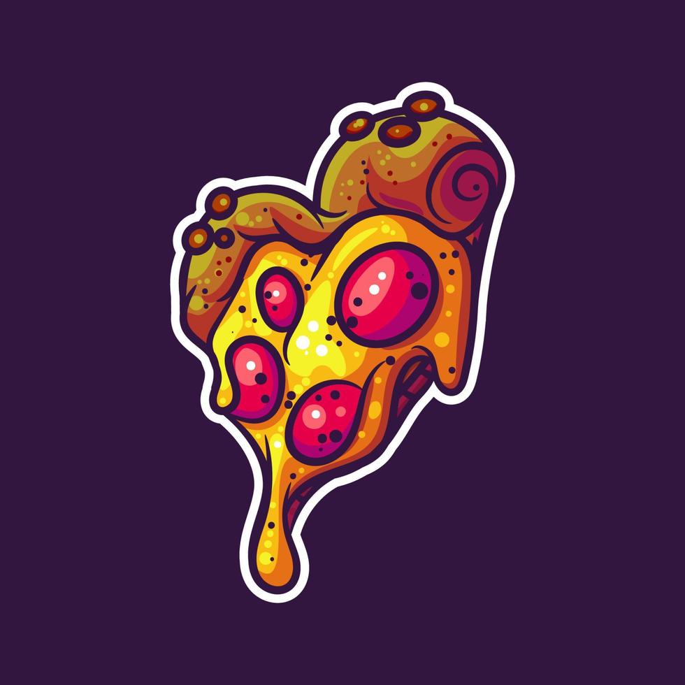leckere Pizza für Sticker und Illustration vektor