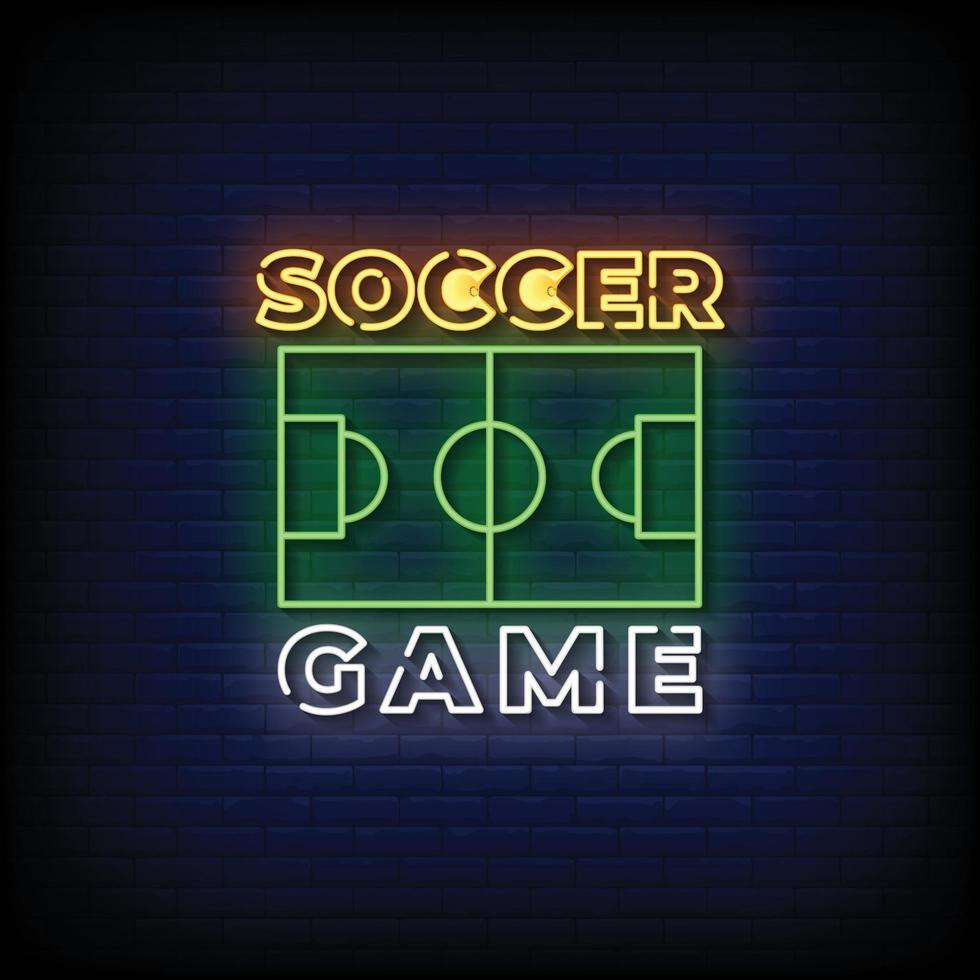 fotbollsspel neonskyltar stil text vektor