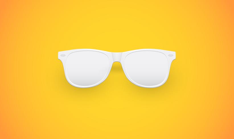 Leere weiße Sonnenbrille auf gelbem Hintergrund, Vektorillustration vektor