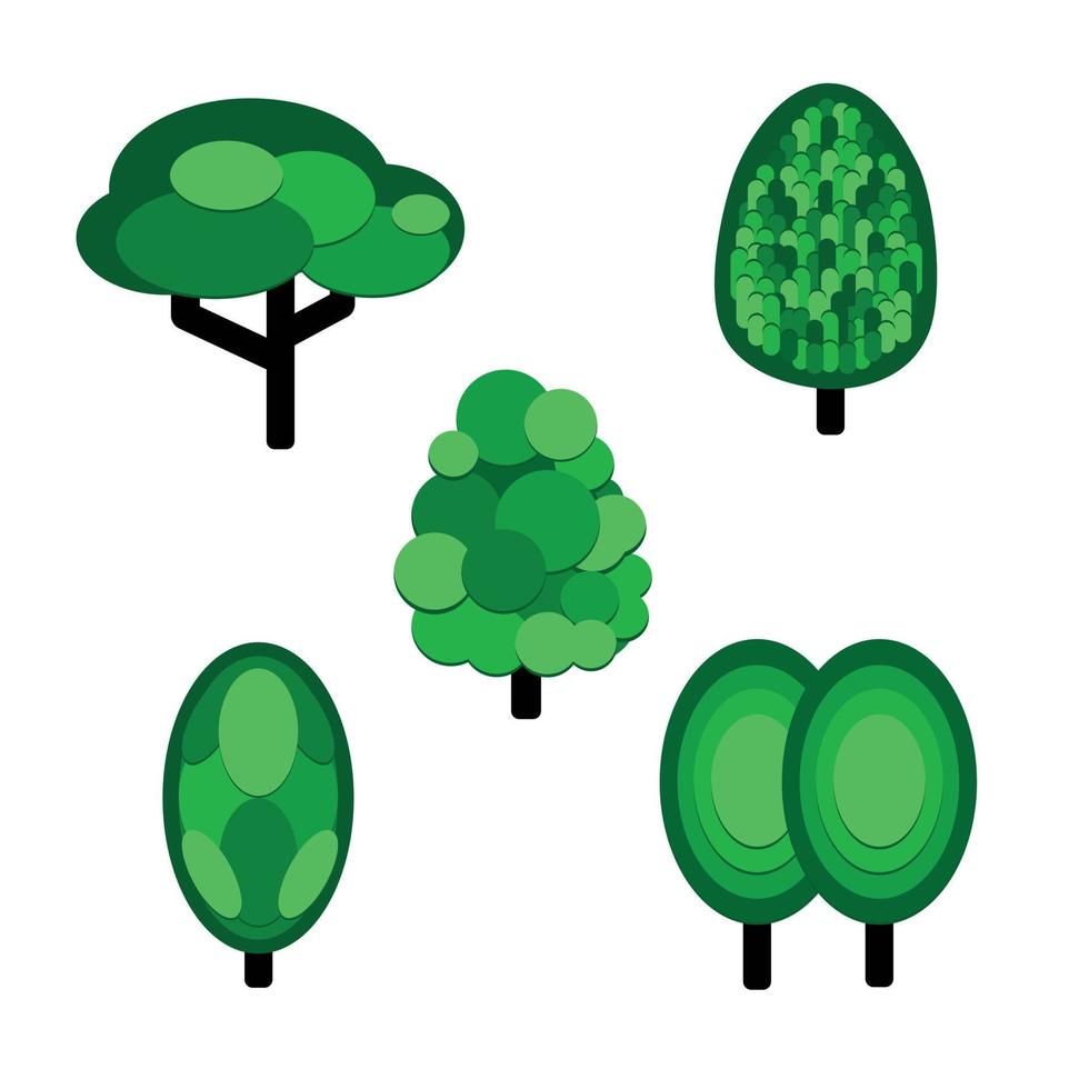 siluett ikoner av träd i stil med minimalism vektor