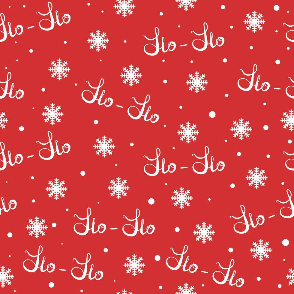 jul och nyår koncept. hohoho mönster, jultomten koncept. sömlös textur för juldesign. vektor illustration röd bakgrund vit handskrivna ord ho.