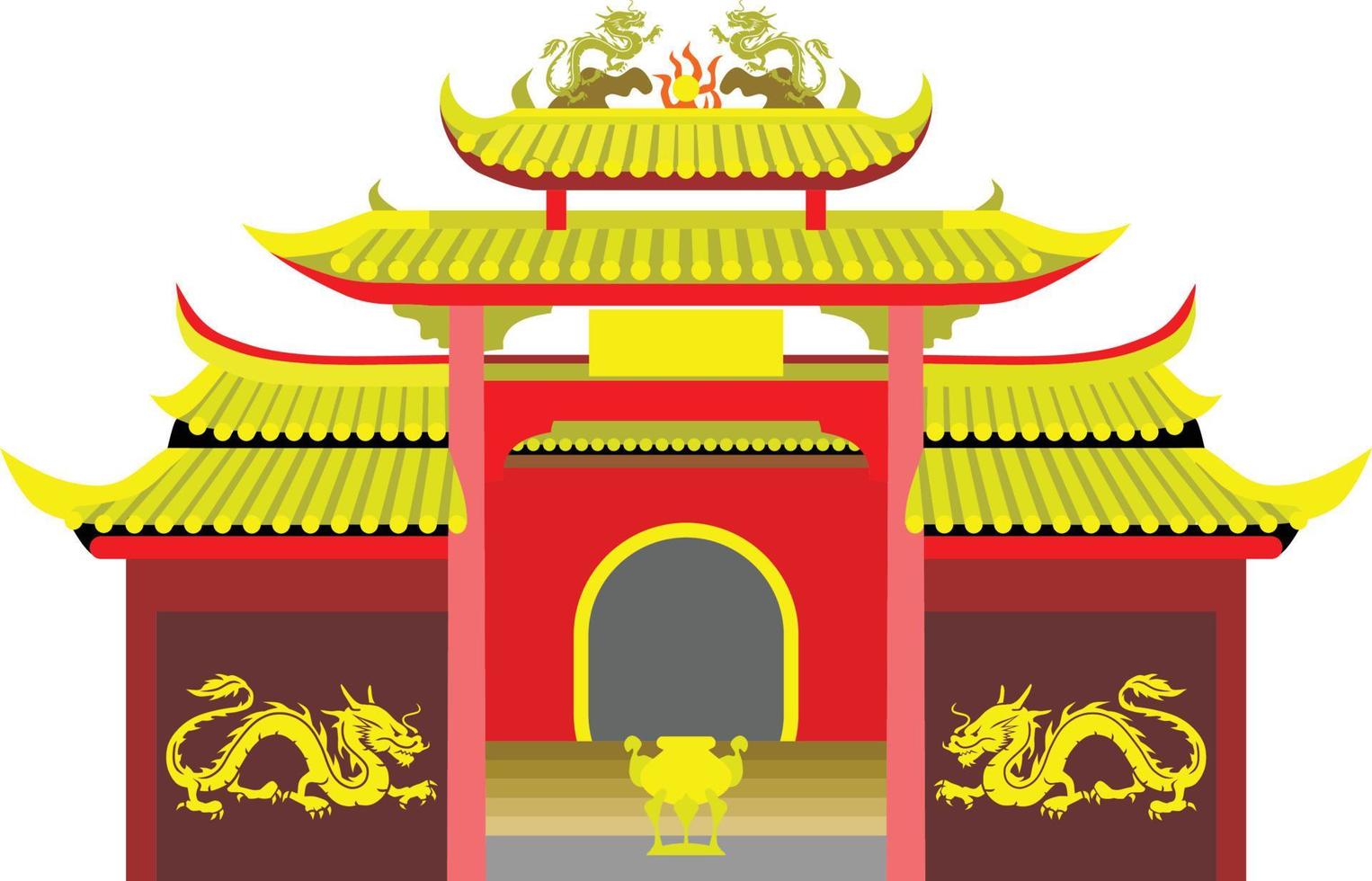 chinesisches Tempelanbetungsgebäude vektor