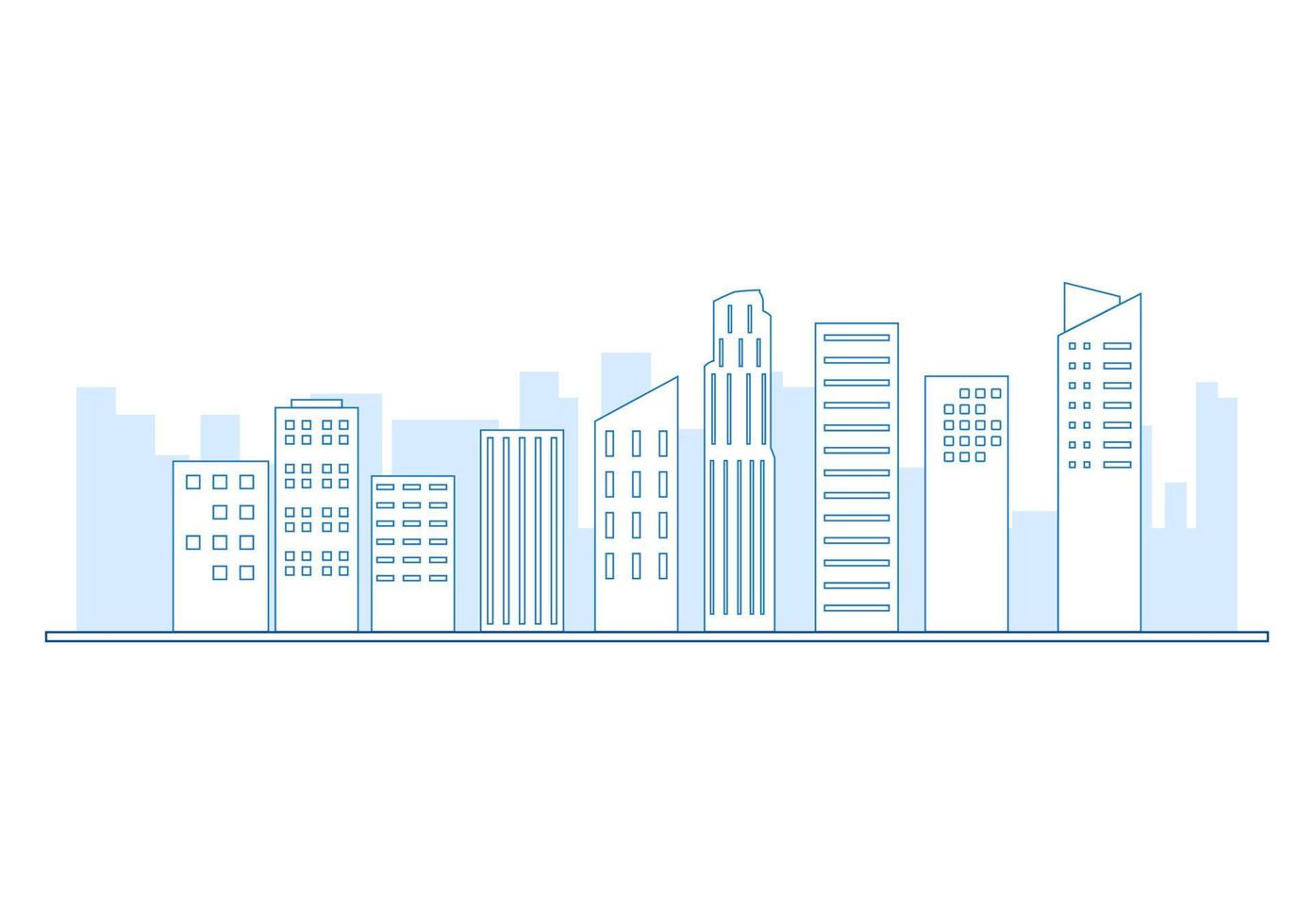 moderne Stadtlandschaftsgebäude und Architekturimmobilienschattenbildvektorhintergrundillustration im einfachen geometrischen flachen Stil vektor