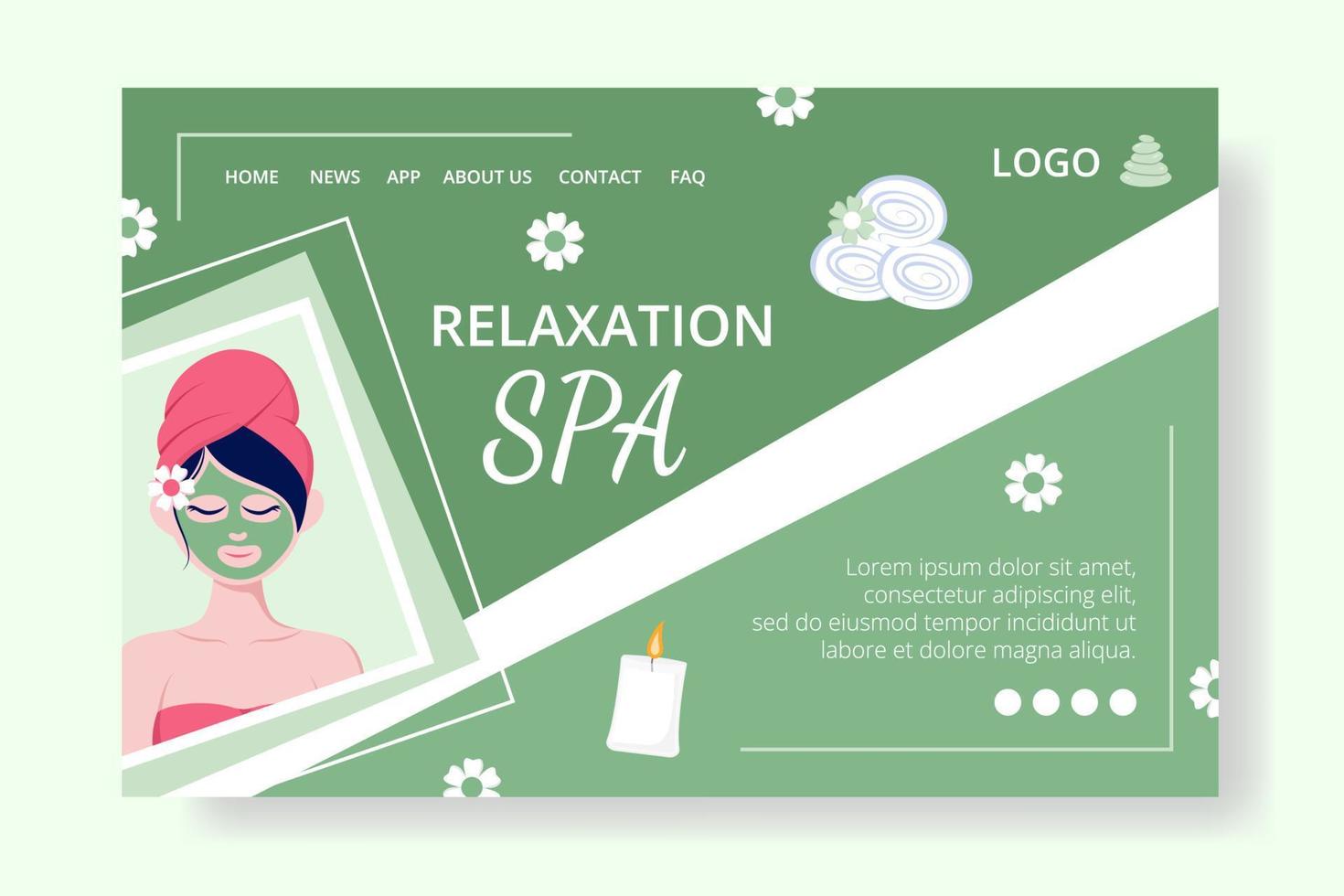 Beauty Spa und Yoga Landing Page editierbar mit quadratischem Hintergrund, geeignet für Social Media, Feed, Karten, Grüße, Print- und Web-Internet-Anzeigen vektor