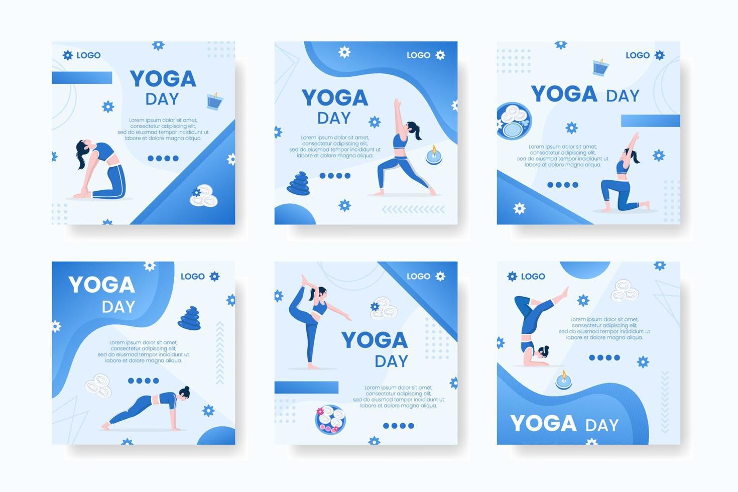 Yoga- und Meditationspost editierbar von quadratischer Hintergrundillustration, geeignet für Social Media, Feed, Karten, Grüße, Print- und Web-Internet-Anzeigen vektor