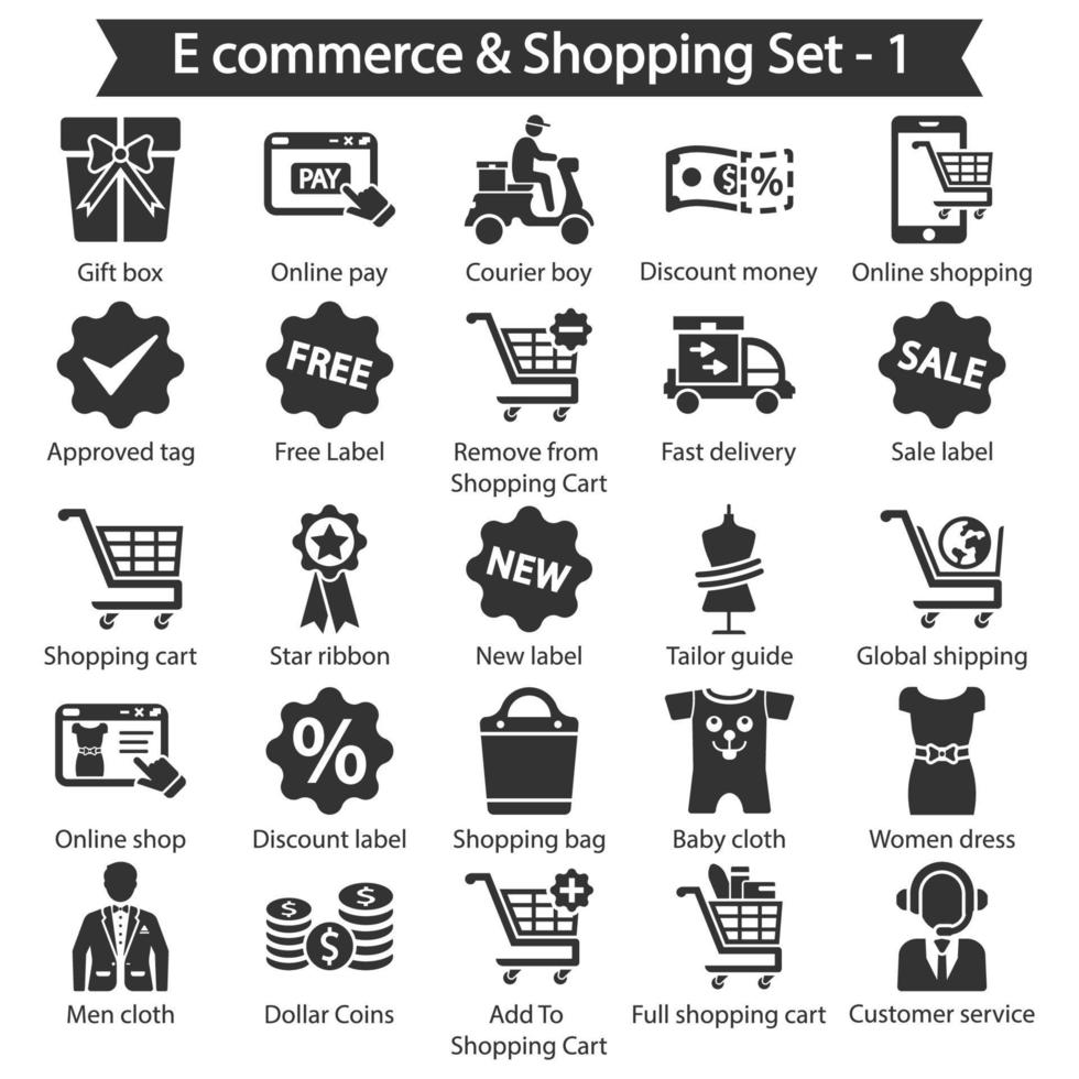 E-Commerce- und Shopping-Icon-Pack vektor