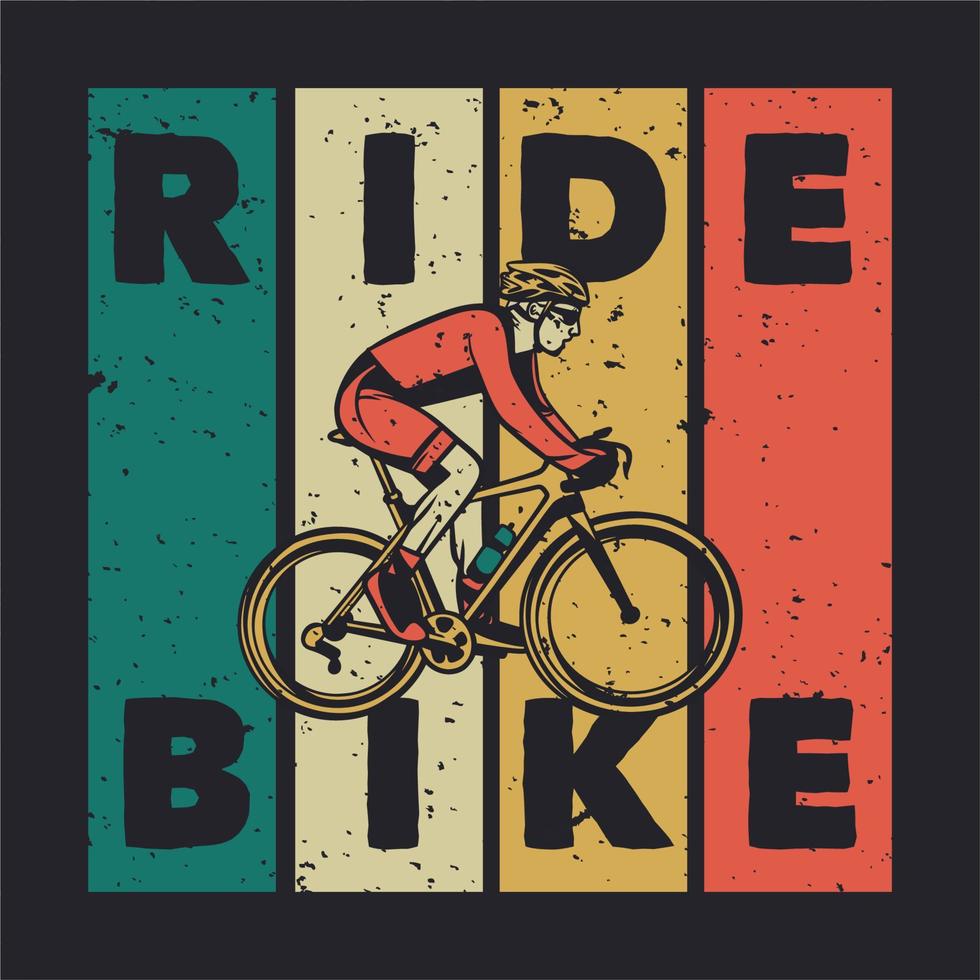 t-shirt design fahrrad mit mann fahrrad vintage illustration vektor