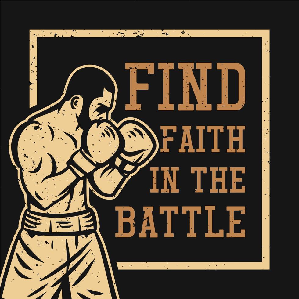 t-shirt design hitta tron på kampen med boxer vintage illustration vektor