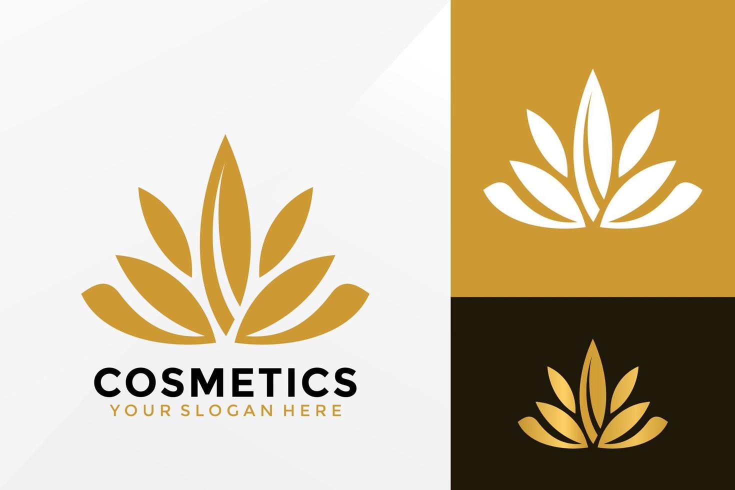 skönhet lotus kosmetika logotyp vektor design. varumärkesidentitet emblem, designkoncept, logotyper, logotypelement för mall.