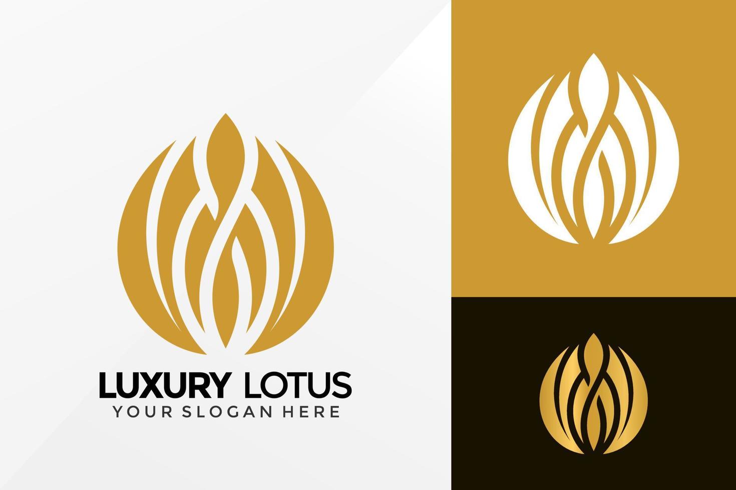 abstraktes Luxus-Lotus-Logo-Vektor-Design. Markenidentitätsemblem, Designkonzept, Logos, Logoelement für Vorlage. vektor