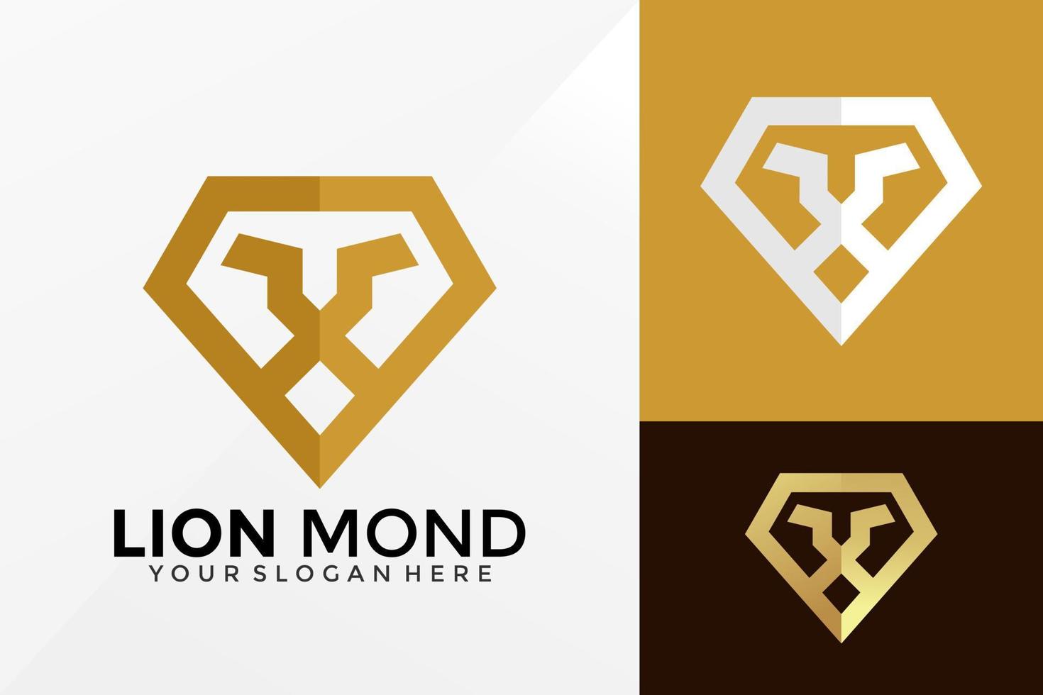 lejonhuvud diamant logotyp design, varumärkesidentitet logotyper vektor, modern logotyp, logo design vektor illustration mall