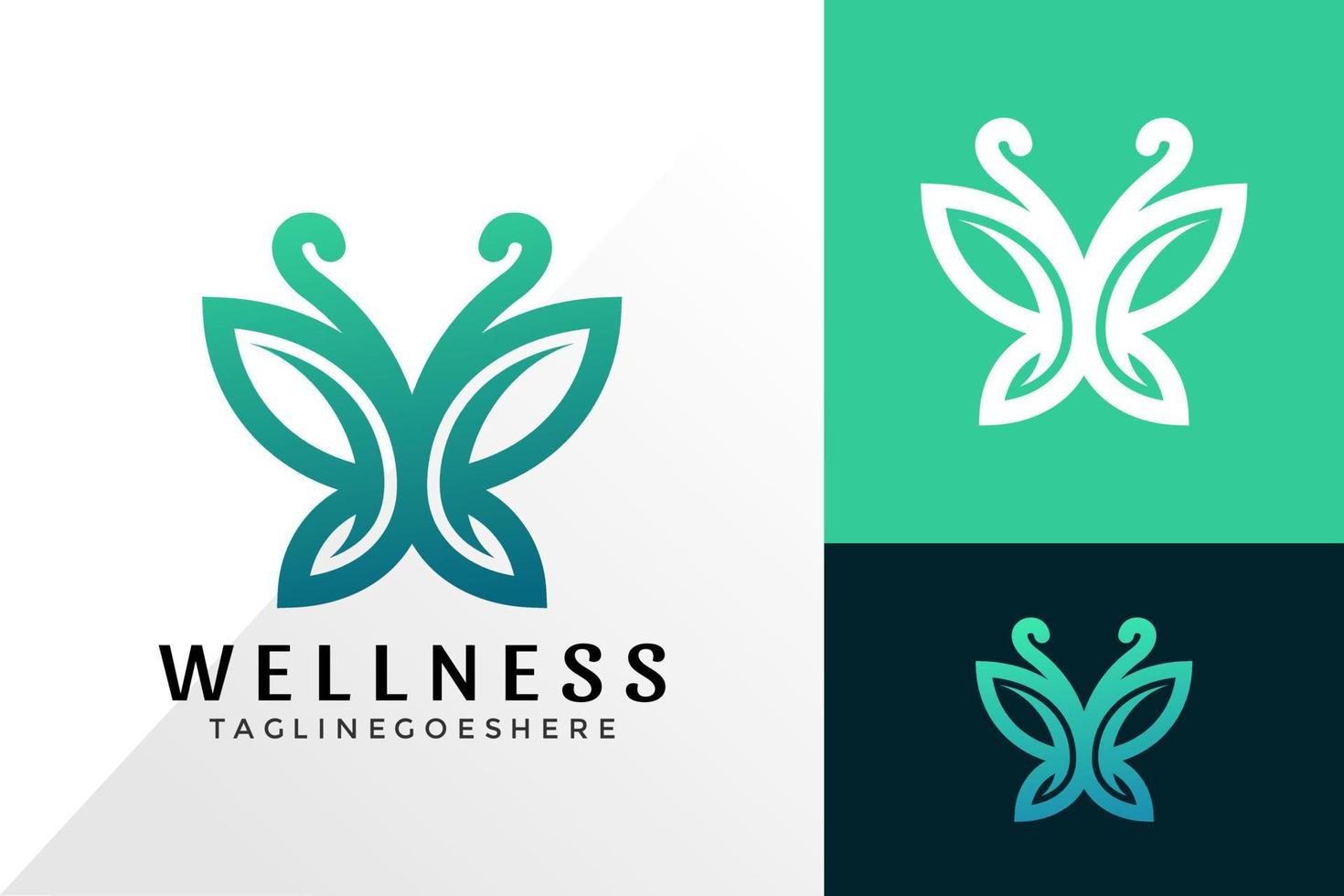 skönhet fjäril wellness logotyp vektor design, kreativa logotyper design koncept för mall