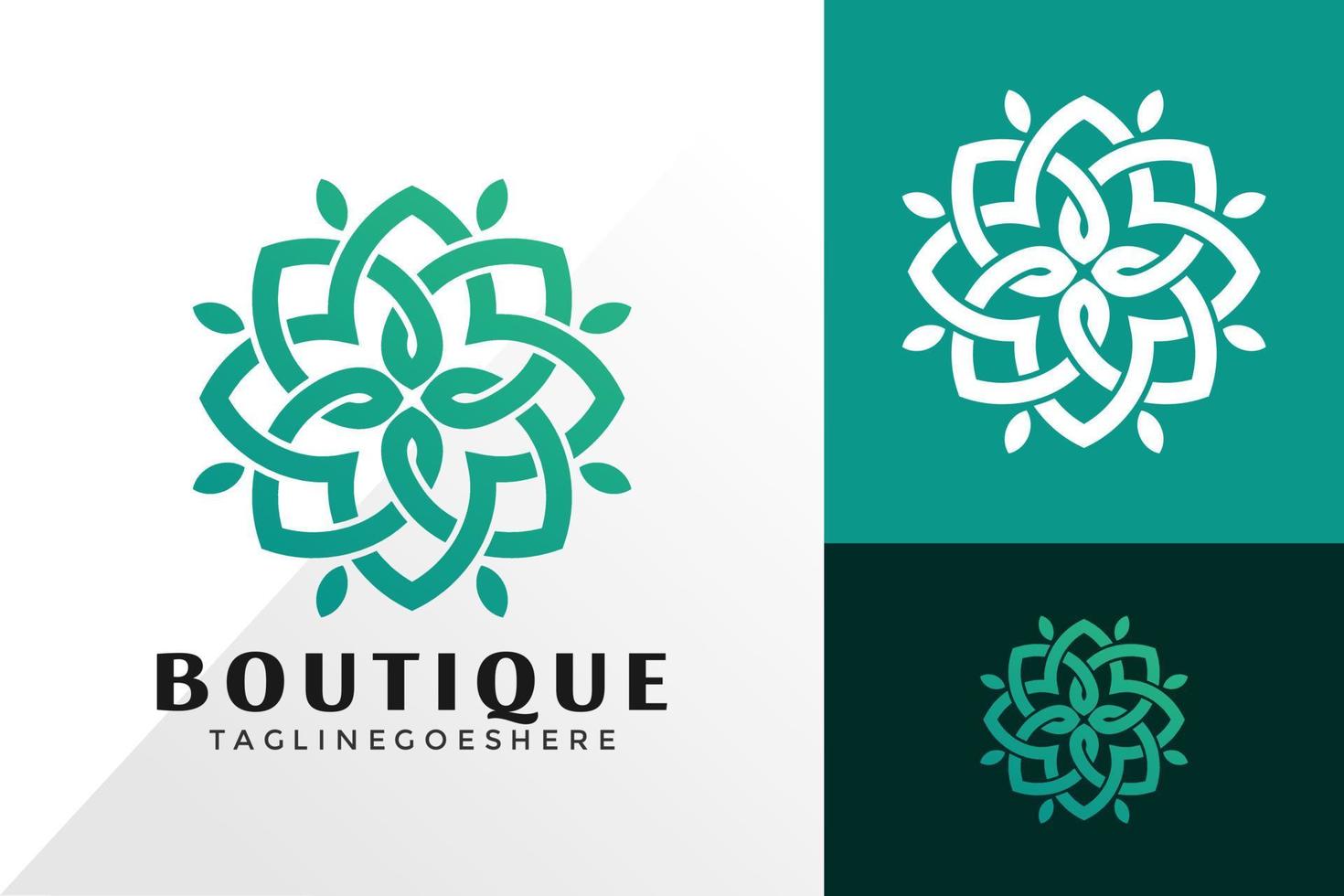 Boutique-Blumen-Logo-Vektor-Design, kreative Logos-Designs-Konzept für die Vorlage vektor