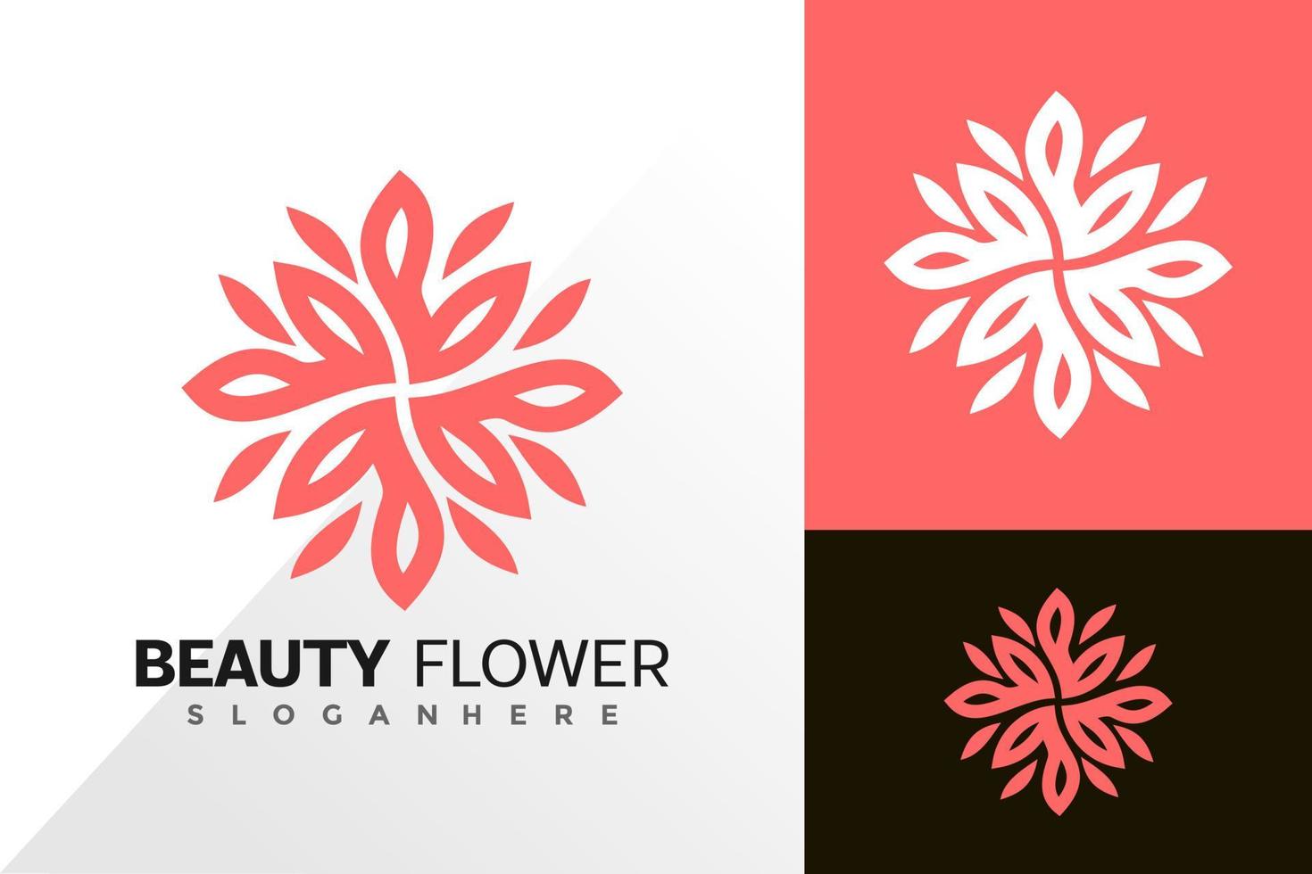 skönhet blomma linje logotyp vektor design. abstrakt emblem, designkoncept, logotyper, logotypelement för mall