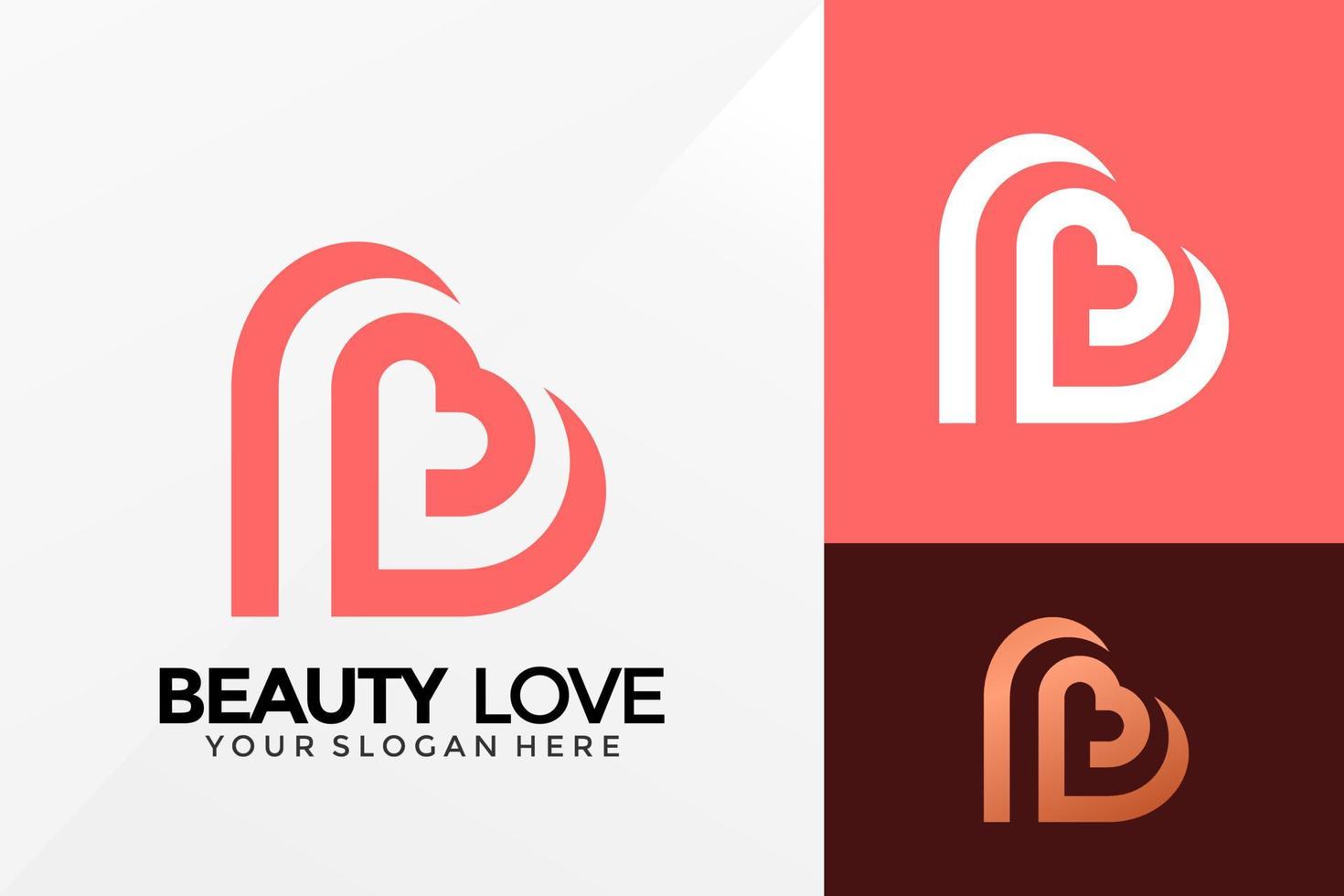 Initial b Beauty Love Logo-Design, Markenidentitätslogos-Vektor, modernes Logo, Logodesign-Vektorillustrationsvorlage vektor