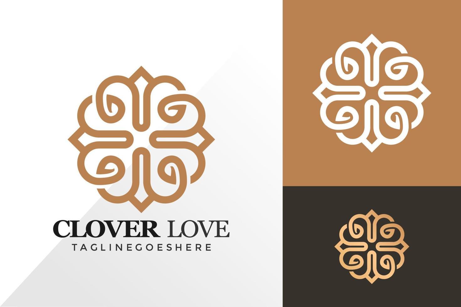 abstrakt klöver kärlek prydnad logotyp och ikon design vektor koncept för mall
