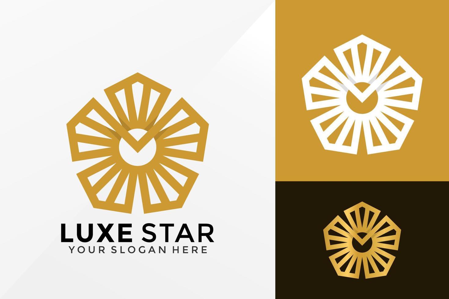 lyx abstrakt gyllene stjärna logotyp vektor design. varumärkesidentitet emblem, designkoncept, logotyper, logotypelement för mall.