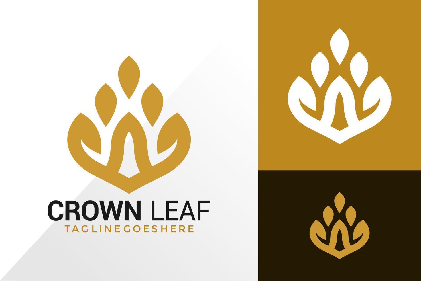 crown leaf logo design, kreativa logotyper design koncept för mall vektor