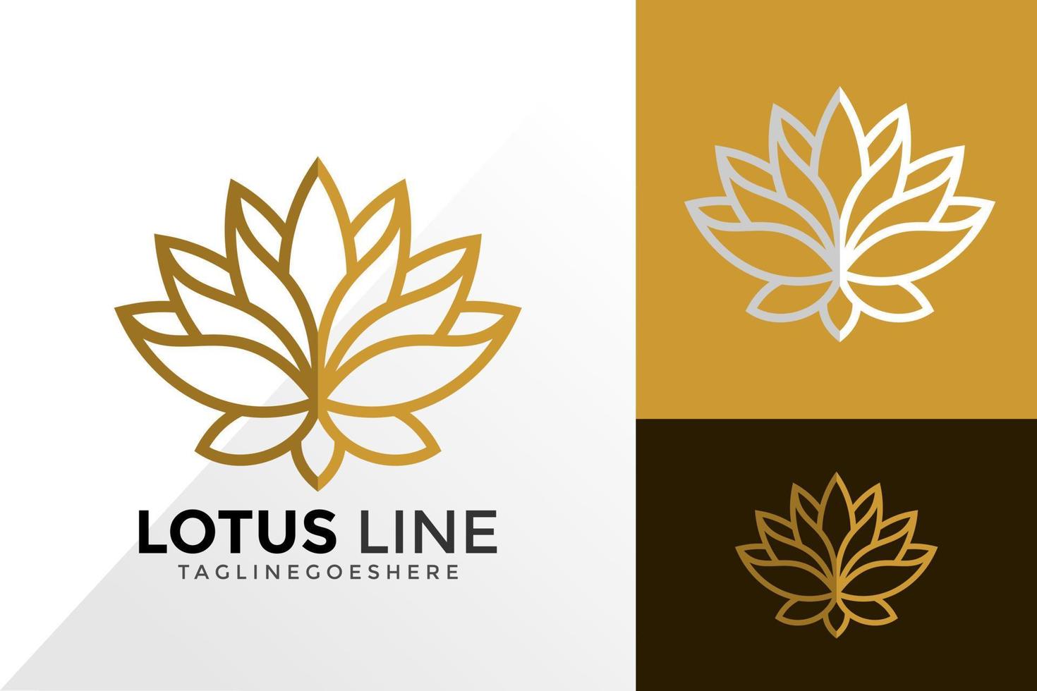 Goldene Lotus-Linien-Kunst-Logo-Vektor-Design. abstraktes Emblem, Designkonzept, Logos, Logoelement für Vorlage vektor