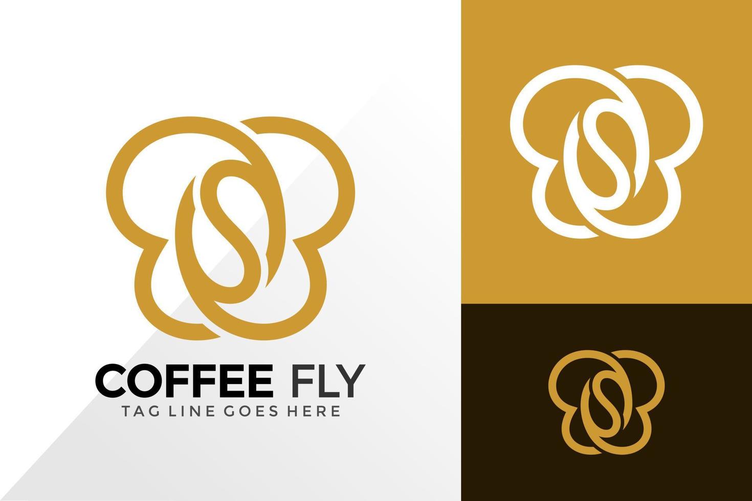 Schmetterlings- und Kaffeelogodesign, Markenidentitätslogos entwirft Vektorillustrationsschablone vektor