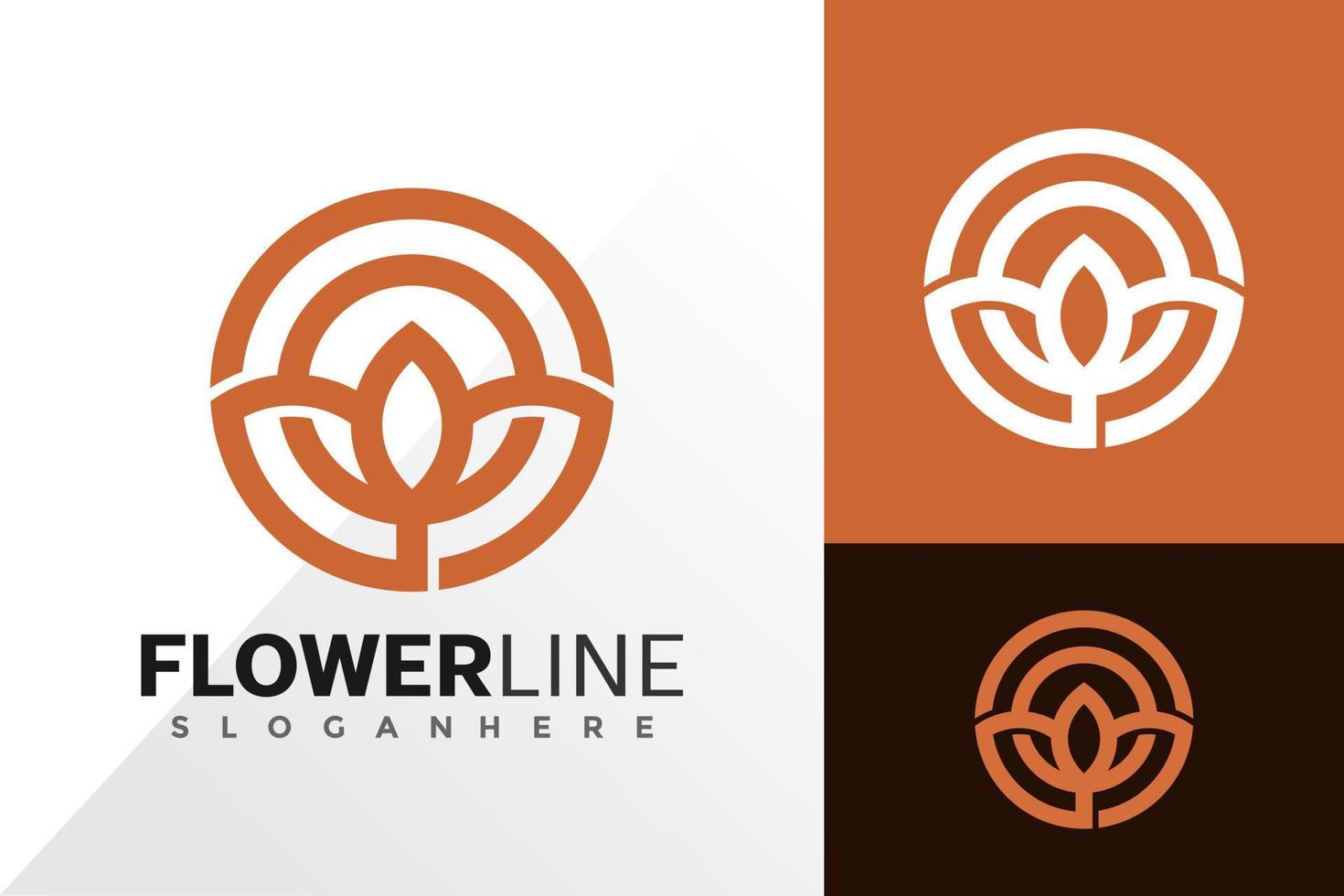 Blumenlinie kreatives Logo-Vektordesign. abstraktes Emblem, Designkonzept, Logos, Logoelement für Vorlage vektor