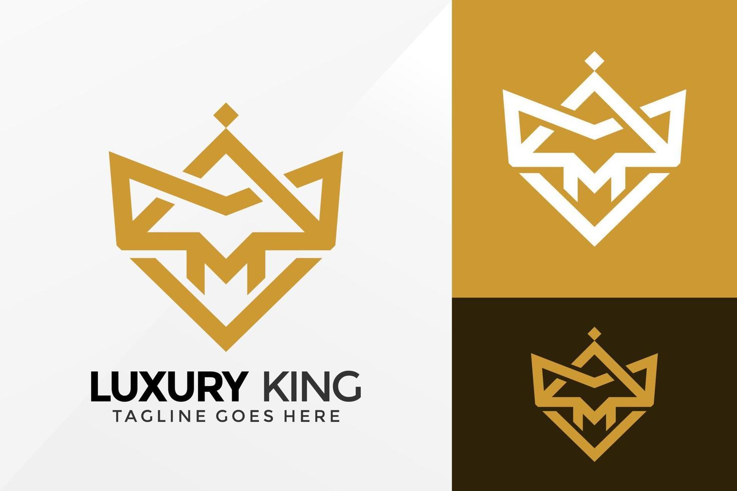 bokstaven m crown king logotyp design, varumärkesidentitet logotyper design vektor illustration mall