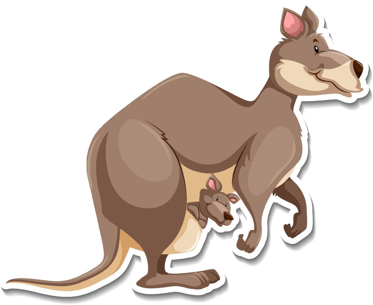 Seitenansicht des Känguru-Cartoon-Charakter-Aufklebers vektor